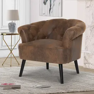 Faux Leather Suede Brown Sara Accent Chair