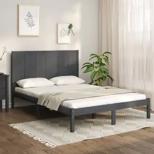 Berkfield Bed Frame Grey Solid Wood Pine 120x200 cm