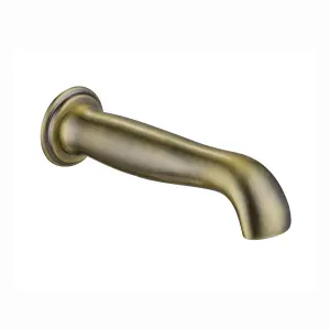 ENKI Antique Brass Traditional Round Wall Mounted Mixer Tap Solid Brass Spout for Bath or Basin