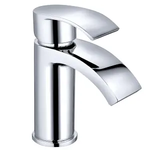 SunDaze Chrome Basin Sink Mixer Tap Bathroom Faucet with Curved Spout