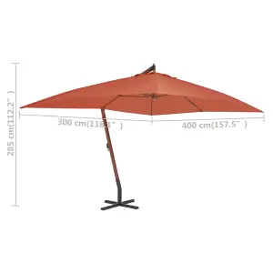 Berkfield Cantilever Umbrella with Wooden Pole 400x300 cm Terracotta