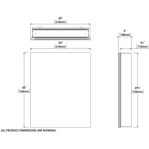 Croydex Hang 'n' Lock Vandalia Gloss Wall-mounted Illuminated Mirrored Bathroom Cabinet (W)610mm (H)760mm