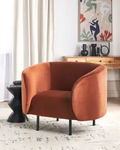 Beliani Traditional Armchair LOEN Velvet Orange