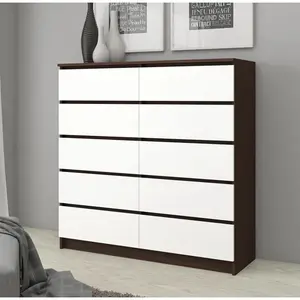 Sideboard, Chest Of Drawers 10 Drawers, Contemporary Chest Of Drawers, Modern Living Room Furniture 121 x 120 x 40 cm Dark Brown/White