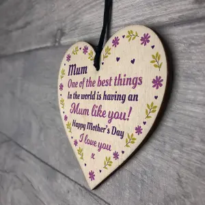 Novelty Mothers Day Gift Wood Heart Mum Gift From Daughter Son Thank You Gift