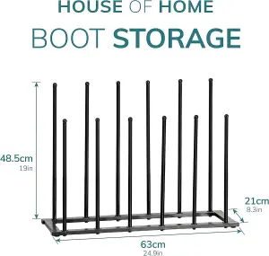 House of Home 6 Pair Welly Walking Boot Stand Dryer Metal Shoe Rack Garden Shed Home Storage