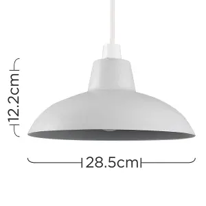 ValueLights Civic Metro Grey Ceiling Pendant Shade and B22 GLS LED 10W Warm White 3000K Bulb