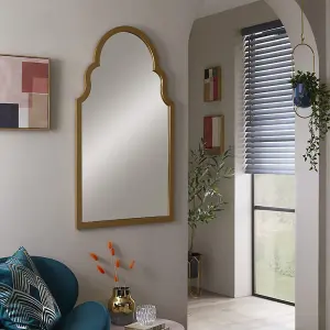 Wall Mirror Casablanca Arched Shape with Gold Frame- H 104cm X W 60cm x D 4cm for Hanging in Dining room, Hallway