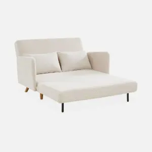 sweeek. 2-seater scandinavian convertible sofa with boucle fabric Panam boucle Off-White Boucle 131x75x81 cm