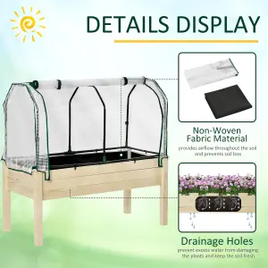 Outsunny Raised Garden Bed w/ PE Cover Patio Elevated Wood Planter Box Natural