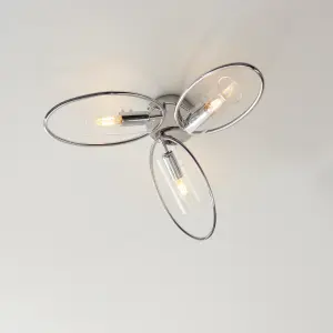 Anson Lighting Arnok 3lt Ceiling Light in  Chrome plate & clear glass