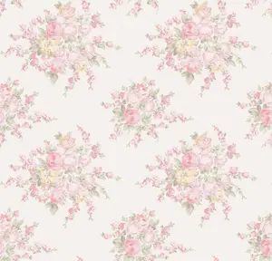 Shabby Chic by Rachel Ashwell Rose Blossom Pink Multi Damask Wallpaper