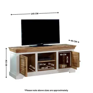 Breo Solid Mango Wood Tv Cabinet White