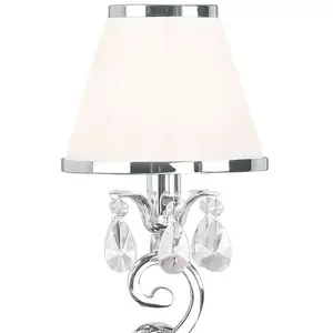 Esher Luxury Small Table Lamp Nickel Crystal White Shade Traditional Bulb Holder