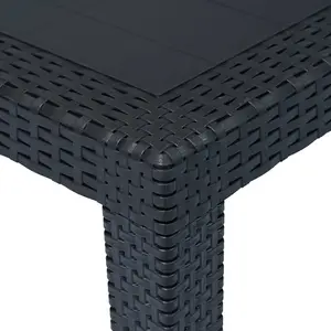 Berkfield Garden Table Anthracite 79x79x72 cm Plastic Rattan Look