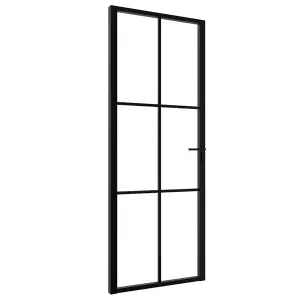 Berkfield Interior Door ESG Glass and Aluminium 76x201.5 cm Black