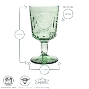 Romantic Wine Glasses - Romantic 320ml (Set of 4) Green