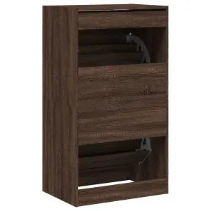 Berkfield Shoe Cabinet with 2 Flip-Drawers Brown Oak 60x42x108 cm