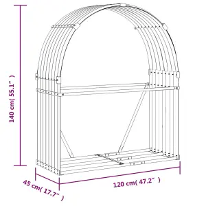 Log Holder Silver 120x45x140 cm Galvanised Steel