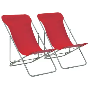 Berkfield Folding Beach Chairs 2 pcs Steel and Oxford Fabric Red