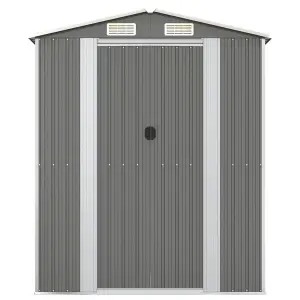 Berkfield Garden Shed Light Grey 192x108x223 cm Galvanised Steel