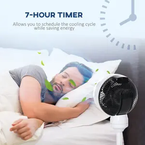 HOMCOM 28 Air Circulator Fan 3 Speed 3 Mode, 70 degree Oscillation 90 degree Vertical Tilt, Remote Controller, Black White