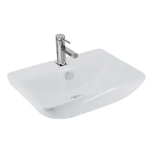 Hamilton Bathroom Ceramic White Semi Recessed Gloss Finish Basin Sink