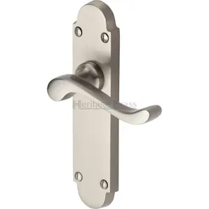 Heritage Door Handle Lever Latch Savoy Design (Set of 2) Satin Nickel