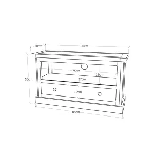 Biccari Grey 1 Drawer TV Cabinet Brass Knob