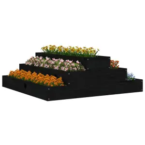 Berkfield Planter Black 80x80x27 cm Solid Wood Pine