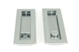 From The Anvil Satin Chrome 175mm Art Deco Rectangular Pull - Privacy Set