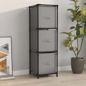 Berkfield Storage Cabinet with 3 Fabric Drawers Grey 34x34x101 cm Steel