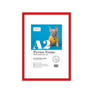 A2 Red Picture Frame With Mount for A3 (29.7 x 42cm - 11.7 x 16.5in) Poster, Photo, Artwork, or Print.