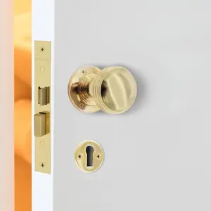 EAI - Lined Mortice Door Knobs and Sash Lock Kit - 55mm - Polished Brass