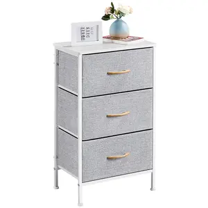 Yaheetech Fabric Chest of Drawers with 3 Drawers Light Grey