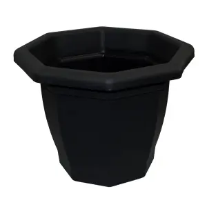 simpa 2PC Black Octagonal Plastic Planters 36cm (Dia).