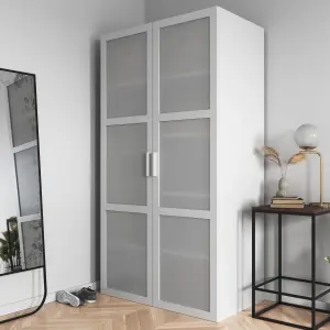 GoodHome Atomia Freestanding White Particle board Mirrored Wardrobe (H)1875mm (W)1000mm (D)580mm