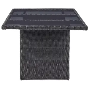 Berkfield Garden Dining Table Black 200x100x74 cm Glass and Poly Rattan