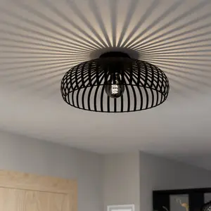 EGLO Mogano 3 Wireframe Black Flush Ceiling Light 43 cm