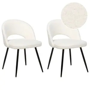 Set of 2 Dining Chairs ONAGA Boucle White