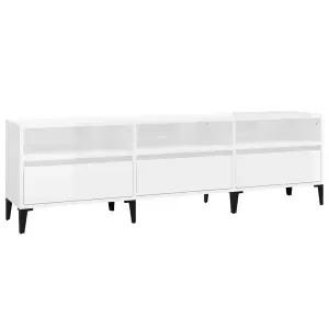 Berkfield TV Cabinet High Gloss White 150x30x44.5 cm Engineered Wood