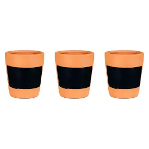 simpa 3PC Terracotta Chalkboard Herb Planters with Tarragon, Coriander and Marjoram Seeds.