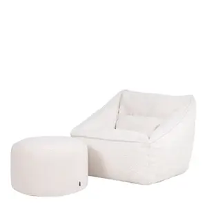 icon Natalia Borg Armchair Bean Bag and Pouffe Set Natural Giant Bean Bag Chair