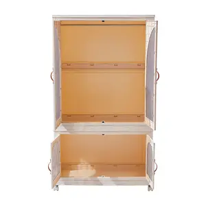 2-Tires Foldable Wardrobe and Storage Box Organizer with Wheels for Kids Room