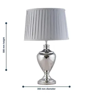 First Choice Lighting Wessex Chrome Grey 58 cm Table Lamp With Shade