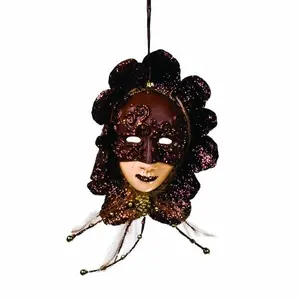 Mask Holiday Shaped Ornament Brown/Taupe