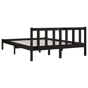 Berkfield Bed Frame Black Solid Wood Pine 150x200 cm King Size