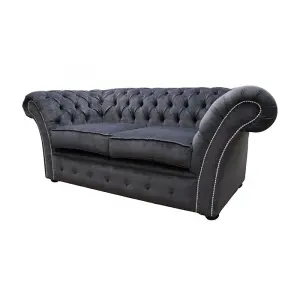 Chesterfield 2 Seater Pimlico Carbon Grey Fabric Sofa Settee Bespoke In Balmoral Style