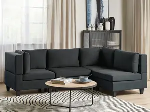 Corner Sofa UNSTAD Black Fabric Left Hand