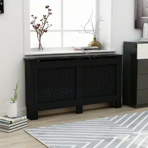 Berkfield Radiator Cover Black 152x19x81 cm MDF